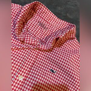 Vineyard Vines Red & White Checkered Shirt